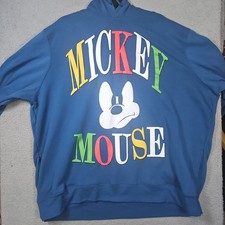 Disney Angry Mickey Mouse Hoodie Adult Size 3X Blue Pullover Graphic