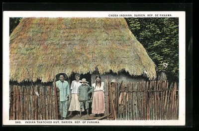 Ansichtskarte Darien, Indian Thatched hut 