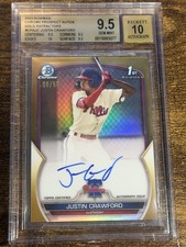 JUSTIN CRAWFORD 2023 Bowman #CPA-JC True Gold Refractor Auto /50 BGS 9.5/10 GEM