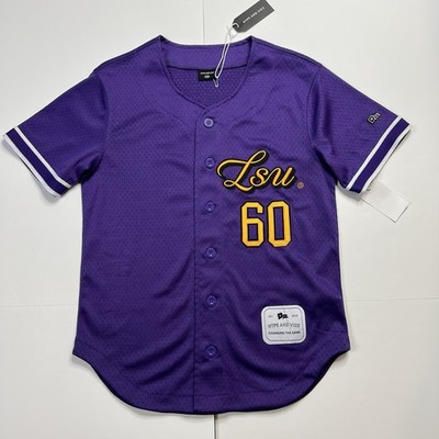 LSU Tigers Baseball Jersey #60 Hype & Vice Purple Womens Size XS NWT