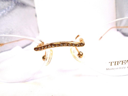 Montatura occhiali da vista Tiffany Lunettes placcata oro 23 carati T790 C4 oro 52-17 senza montatura - Foto 7 di 9