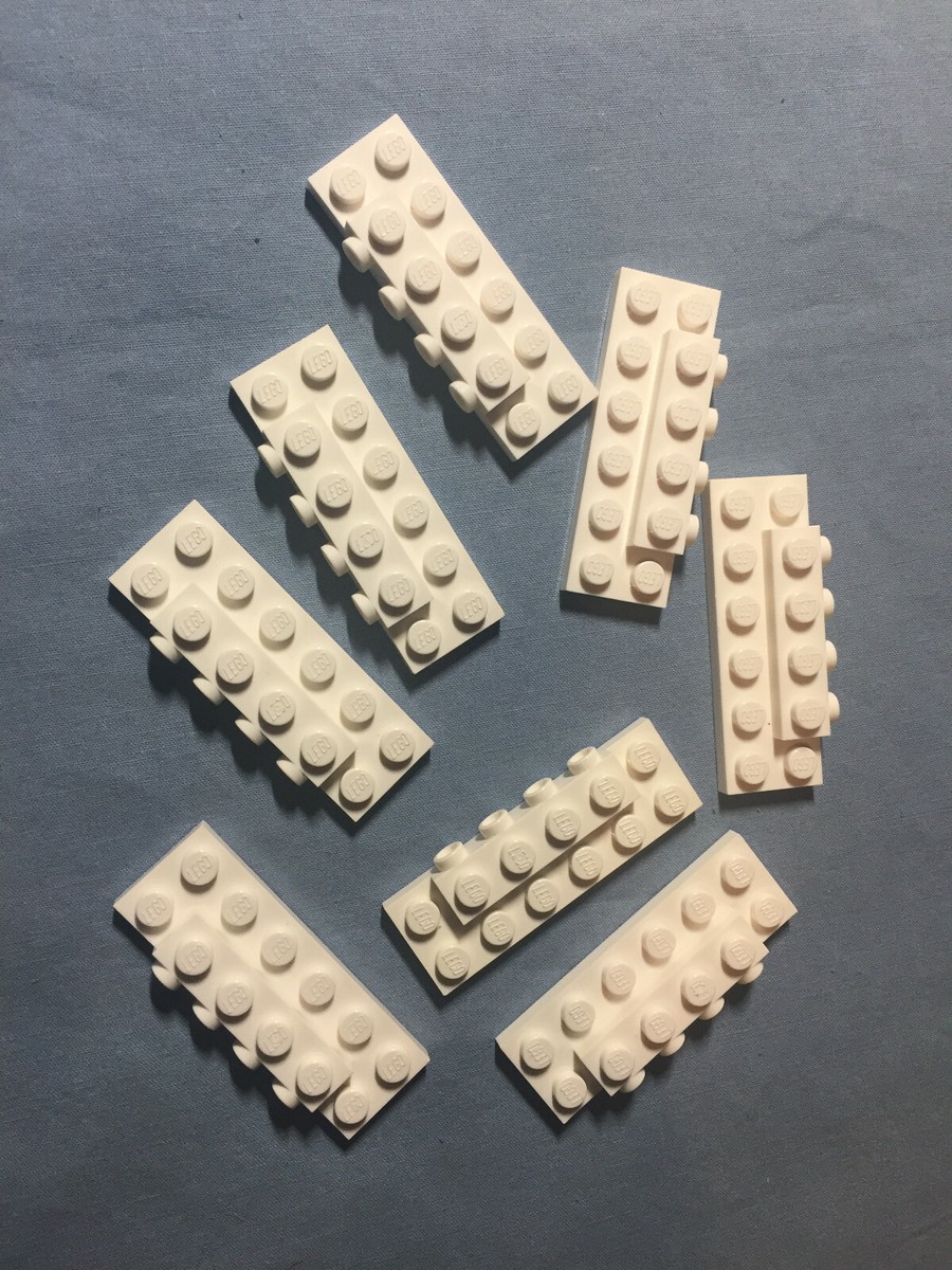 E-1 Lego Lot 8 White Modified Plate 2 x 6 x 2/3 Studs on Side