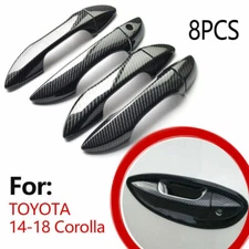  For 2014-2019 Toyota Corolla Glossy Carbon Fiber Side Door Handle Covers Trims