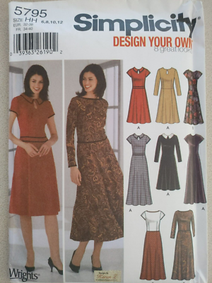 Simplicity Pattern 5795 Misses A Line Dresses Sizes 6 8 10 12 Sleeve  Variations | eBay