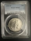 1945-D Walking Liberty Silver Half Dollar 50C PCGS MS 64
