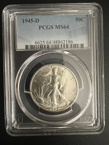 1945-D Walking Liberty Silver Half Dollar 50C PCGS MS 64
