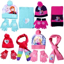 Frozen Elsa  Anna Girls 3 Piece Winter Set Hat Scarf  Mittens Toddler/Girl 4-8