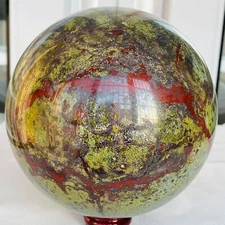 Natural dragon blood stone quartz sphere crystal ball reiki healing 4080G