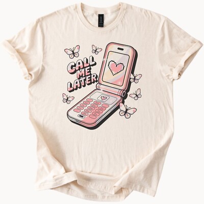 Flip Phone Butterfly Tee Call Me Later Y2K Shirt
