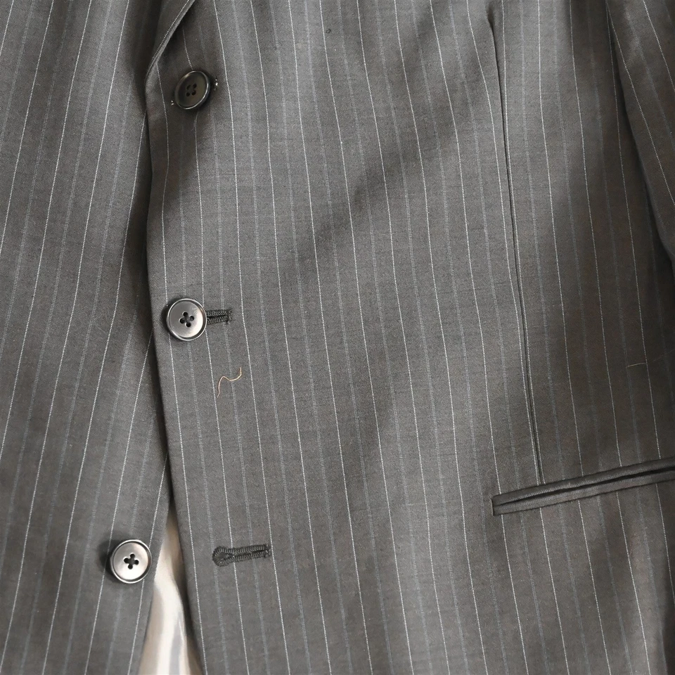 Murano 44S 34 x 28 серый полоски шерсти шелк кашемир Мужские пальто куртка брюки костюм - Изображение 3 из 4