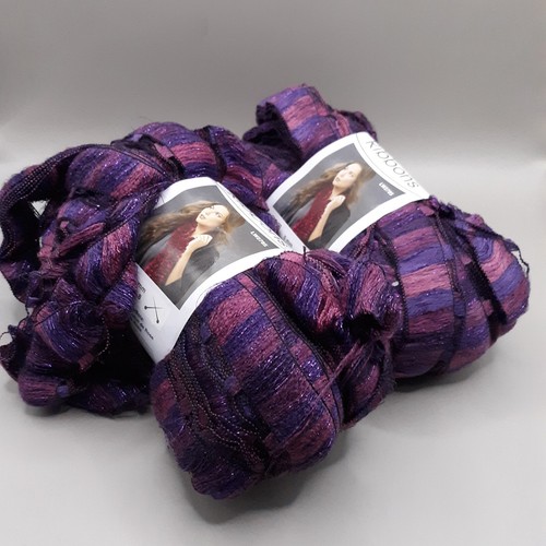 Red Heart Boutique Ribbons Yarn Balls - Purple Aurora - Lot Of 2- New