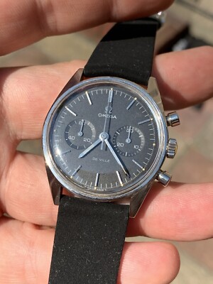 1960s Vintage Omega Chronograph Mens Watch Black Dial 145.017
