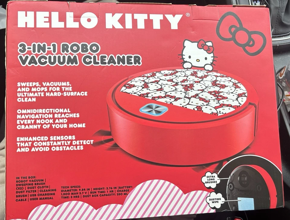 Nuevo en caja Robot aspirador Hello Kitty 3 en 1 sellado para superficie dura Foto 2 de 4