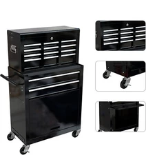 8 Drawer Rolling Tool Chest Cabinet w/Wheel Mobile Lockable Toolbox for Workshop