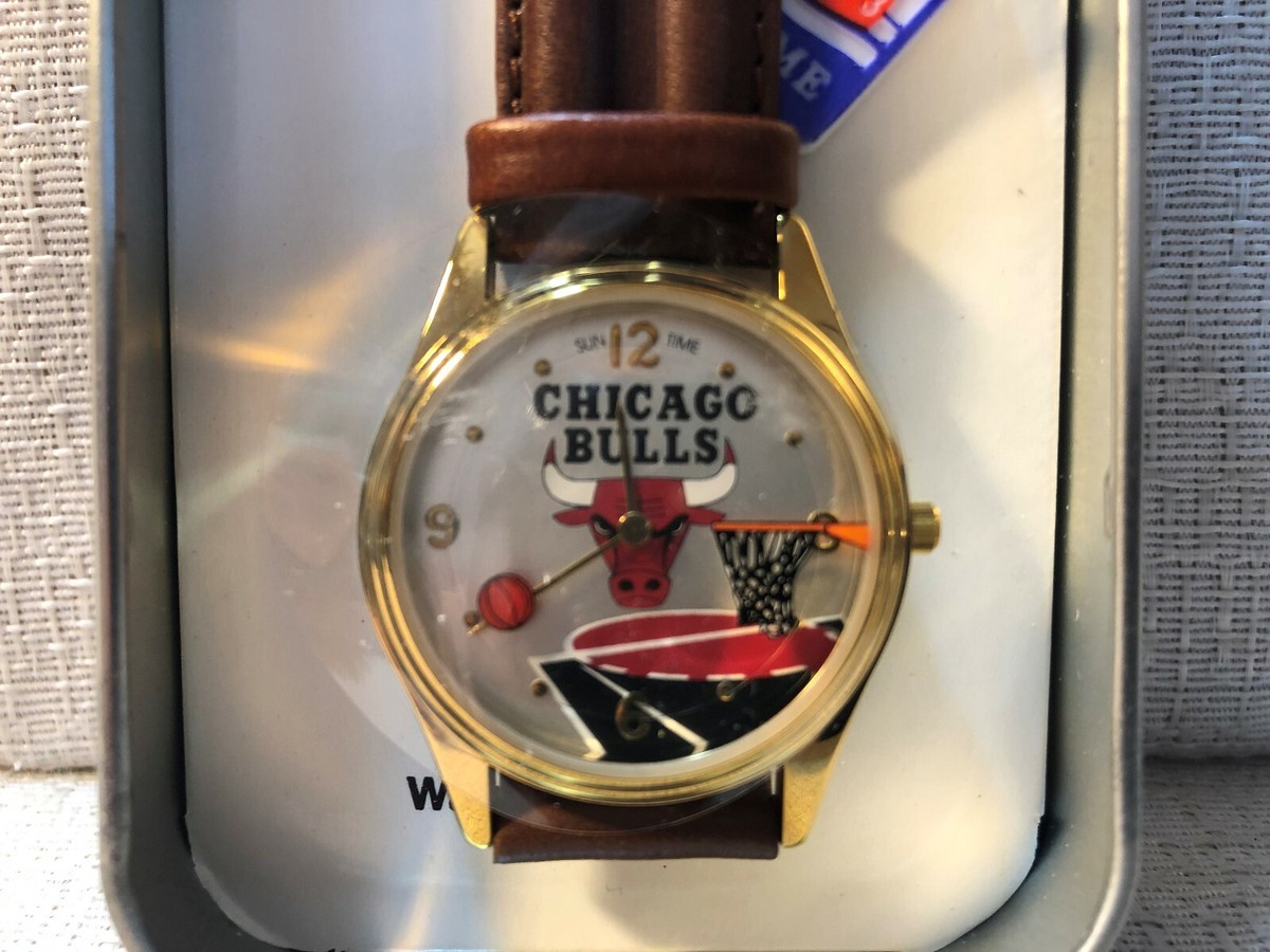 Mens Sun Time Chicago Bulls Basketball NBA Floater Sports Watch