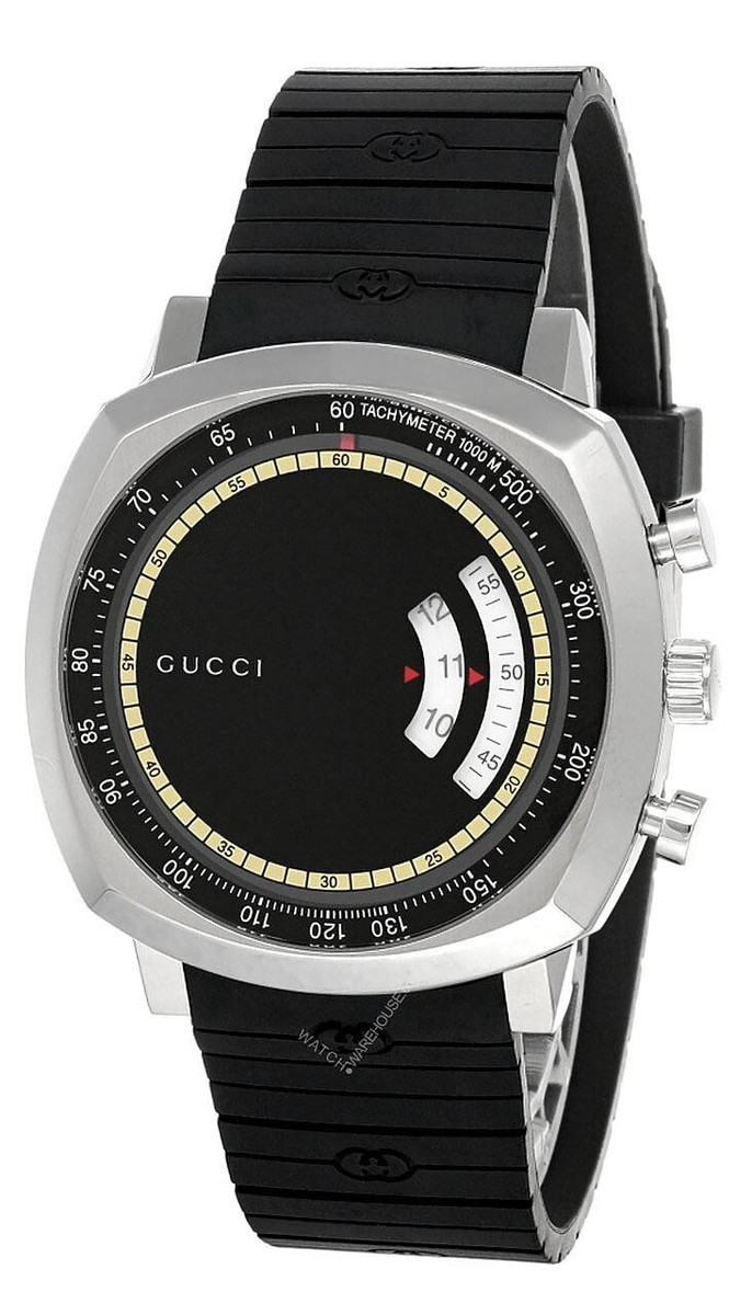K商品 Gucci Grip YA157301 Black Dial Rubber Strap Men's Watch for