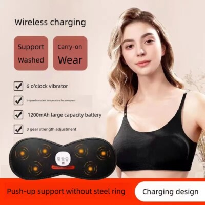 USB Electric Breast Massage Bra Vibrate +Heat Chest Massager Grow Enlarge  Enhanc