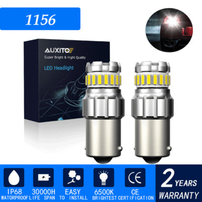 1156, 7506, P21W, BA15S LED Turn Signal Light Bulbs With Build-in Load Resistor Canbus Error Free | Amber Yellow - Foto 4