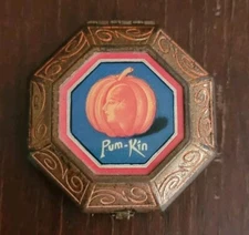 Darnee Pum-kin Rouge Vintage Makeup Filigree Engraved Octagon Compact Glass,Puff