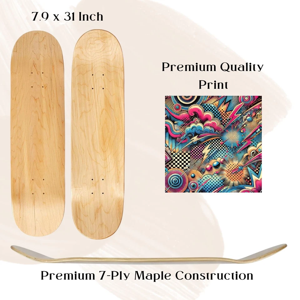 Conjunto de deck de skate pop art moderno 3 peças - Premium 7 camadas bordo, decoração de parede - Imagem 3 de 4