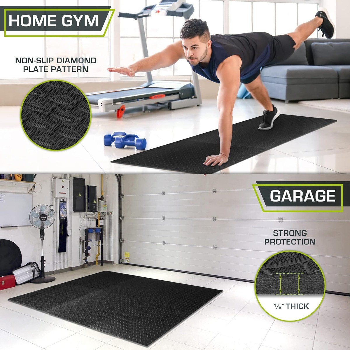 Anti-fatigue Foam Floor Mat Set 6 Tiles 24 Sq Ft Non-slip Exercise