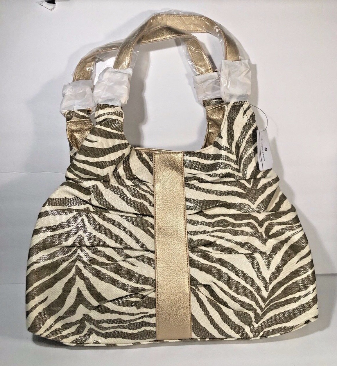 CHRISTOPHER BANKS Large Canvas Zebra Hobo Shoulder Bag Boho