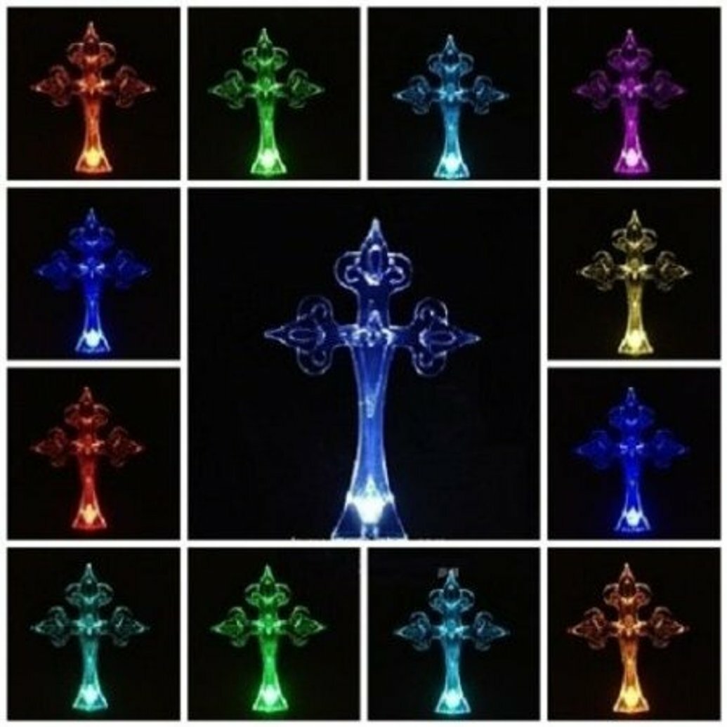 2-Pack Solar Cross Garden Lights - Color Changing LED Landscape Stakes 33.5 Inch