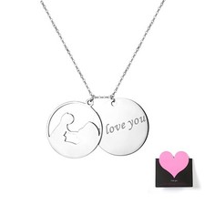 I Love You Mom Polished Round Tag Charm Pendant Necklace Mother's Day Gift