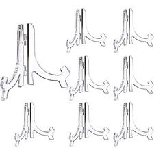 8 PCS 4.5 Inch Clear Acrylic Easel Plate Stands Holders for Display Decor