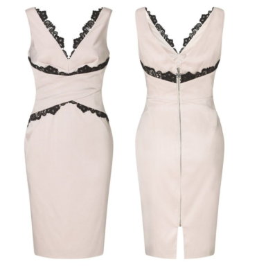 BNWT Lipsy VIP Lace Applique Trim Pleated Panel Shift Pencil Dress UK10 RRP  95 | eBay UK