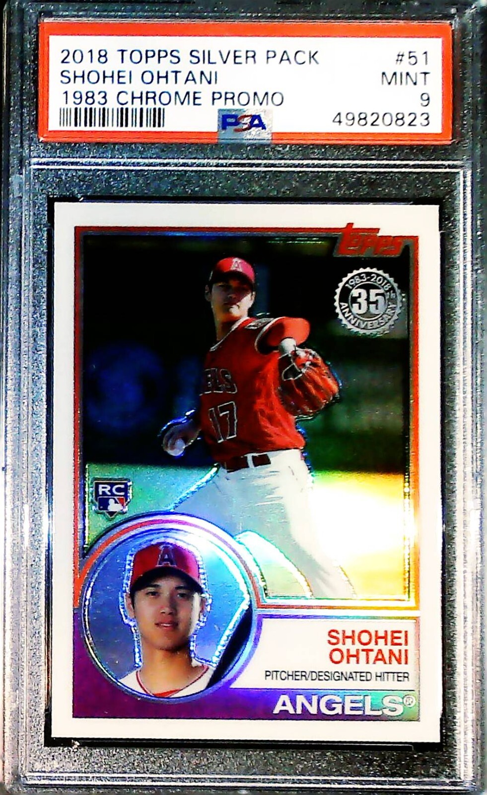 2018 TOPPS CHROME REFRRACTOR 1983 SILVER PACK #51 SHOHEI OHTANI ROOKIE PSA 9