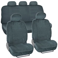 Scottsdale Classic Checker Premium THICK Fabric Car Seat Covers - Charcoal 9 PC