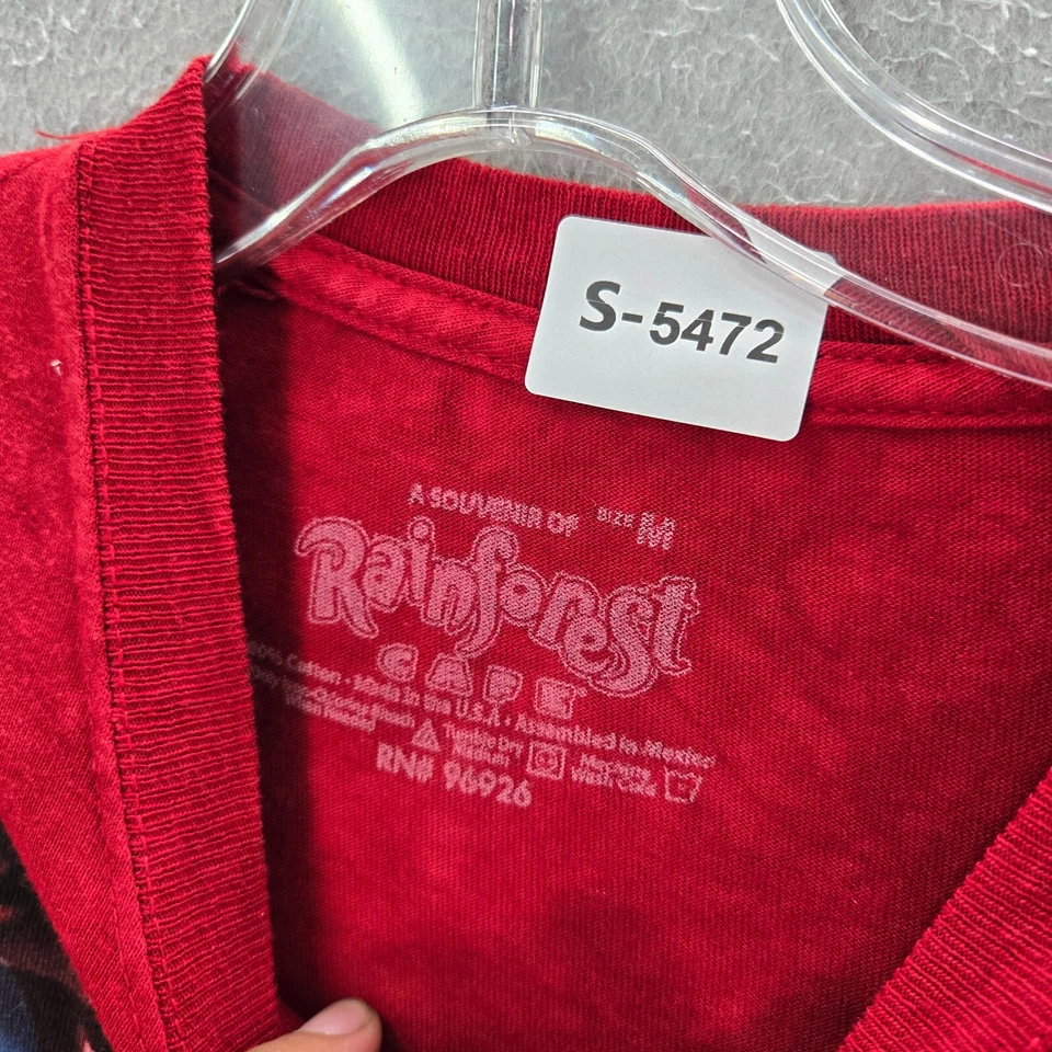 Rainforest Café Hombres Camisa Mediana Roja Tie Dye Snake Bite Gráfico Camiseta LEER Foto 2 de 4