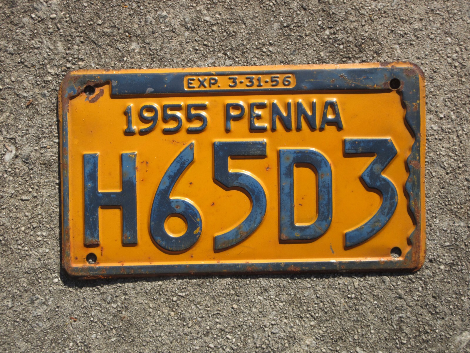 1955 Pennsylvania License Plate State Shape PA Penna Car Tag (Pick