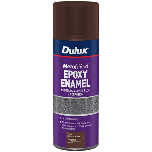 Dulux METALSHIELD EPOXY ENAMEL SPRAY PAINT 300g Gloss Mission Brown eBay