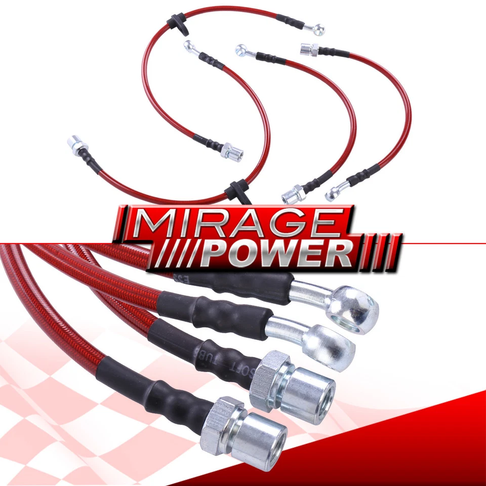 Stainless Steel Braided Brake Line Hose Red For 92-00 Lexus SC300 SC400 Soarer Foto 2 de 3