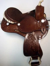 12" kid Dark Oil TAN Barrel Racing Trail pleasure Western Saddle Showman! Back!