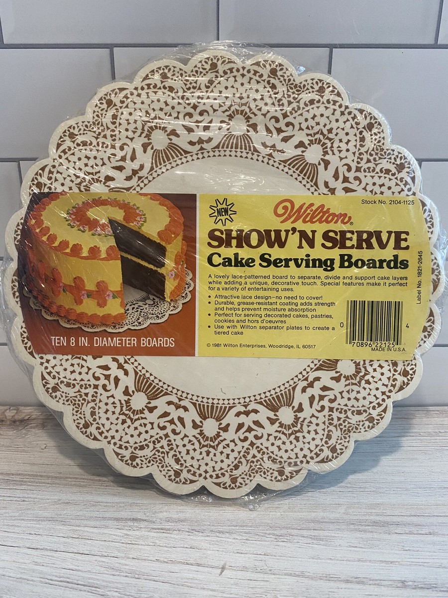 Vtg Wilton 1981 Show 'N Serve Cake Serving Boards, 10x 8” boards NOS sealed