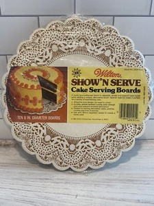 Vtg Wilton 1981 Show 'N Serve Cake Serving Boards, 10x 8” boards NOS sealed