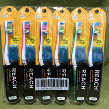  Lot of 6 - Reach Toothbrush Ultraclean Soft Bristles Toothbrushes W/Caps