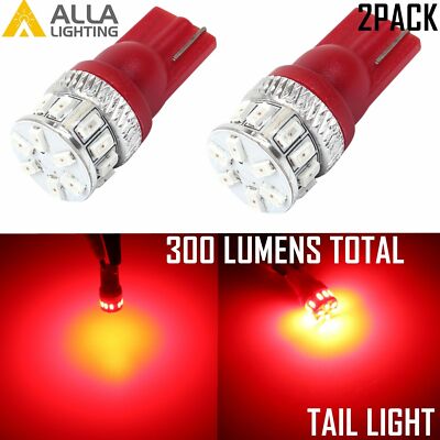 Alla Lighting 2x 194 Super Bright Red 18-LED Rear Side Marker Lights Bulbs Lamps