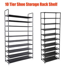 10 Tier Shoe Storage Rack Shelf Cabinet Organiser 30/50 Pairs Shoes Stand Black