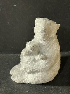 SNOW WHITE POLAR BEAR AND BABY FIGURINE 