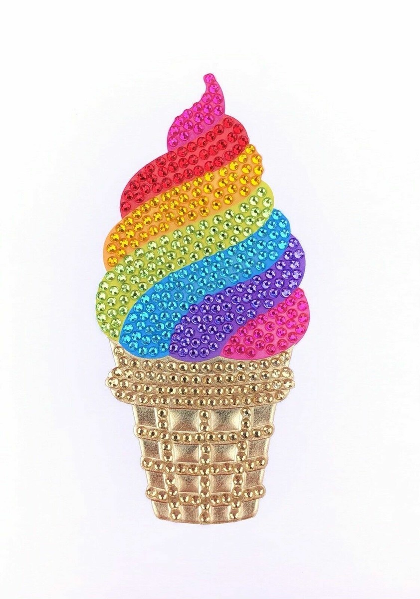 Judith Leiber Papyrus Jeweled Rhinestone ICE CREAM CONE RAINBOW BIRTHDAY  Card