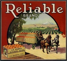 La Habra Reliable Orange Citrus Fruit Crate Box Label Art Print