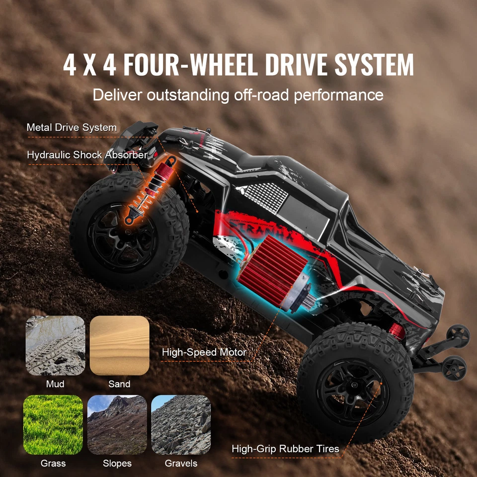 Remote Control Off-Road Truck 1:10 Scale RC Car All Terrain 4WD Brushed - Image 2 of 4