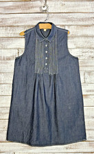 Millennium Denim Dress Woman's Size M Blue Short Sleeve Button Front Maxi Midi