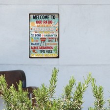 Welcome to Our Patio Vintage Tin Metal Signs Home D cor 8x12 Family Friends Gath