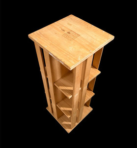 Vintage Napa Valley Wood Oak Finish CD/DVD Rack Tower 4Shelf Rotating Adjustable