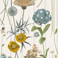 Belgravia Décor Vliestapete Holzoptik Floral Waschbar Matt Weiß/Mehrfarbig 4772